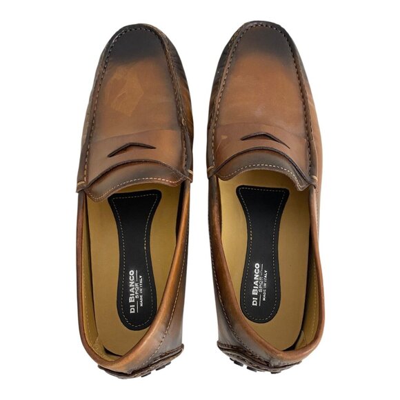 Scarpe Di Bianco SPQR Burnished Calf Driving Loafer Moc Brown Shoes US 9.5 Italy - Picture 7 of 13